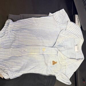 GAP Baby Blue and White Striped Onesie